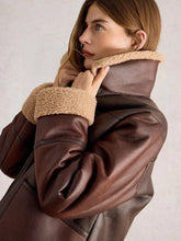 Load image into Gallery viewer, Women's Brown Genuine Sheepskin Leather RAF Aviator Flight Shearling Fur Jacket