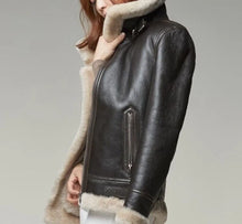Load image into Gallery viewer, B3 Bomber Aviator Women Shearling Coat Sheepskin Real Leather Jacket for Women