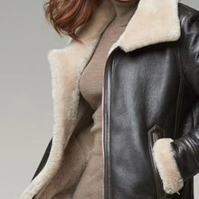 Load image into Gallery viewer, B3 Bomber Aviator Women Shearling Coat Sheepskin Real Leather Jacket for Women