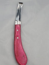 Load image into Gallery viewer, Loop Horse Knife Double Ended Razor Edged J2 Stainless Steel and Sheet Handle
