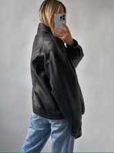 Load image into Gallery viewer, 90's Vintage Oversize Jacket, women's Vintage Real Leather Straight, ladies