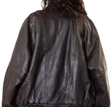 Load image into Gallery viewer, Women's Handmade Oversized Real Leather Vintage Brown Bomber Jacket