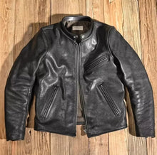 Load image into Gallery viewer, MEN'S REAL COWHIDE PREMIUM LEATHER MOTORCYCLE BIKER TOP LEATHER JACKET BLACK