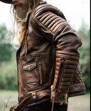 Load image into Gallery viewer, Men's Slim Fit Leather Jacket Biker Style Real Lambskin Quilted Leather Jacket