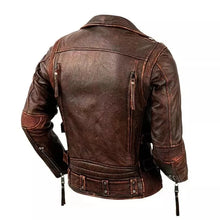 Load image into Gallery viewer, Men’s Motorcycle Biker Vintage Café Racer Distressed REAL Leather Jacket For Men