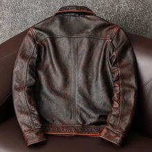 Load image into Gallery viewer, Vintage brown cowhide jacket Men genuine leather coat casual leather Jacket