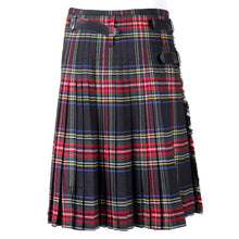 Load image into Gallery viewer, Men's 8 Yard Scottish Tartan Highland Wedding Kilt Black Stewart