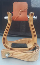 Load image into Gallery viewer, Handmade Horse Riding Wooden Stirrups Leather Covered Saddle Stirrups USA Stock