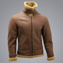 Load image into Gallery viewer, Men’s Genuine Leather Jacket with Faux Fur Collar – Winter Biker, Vintage style