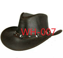 Load image into Gallery viewer, Genuine Leather Cowboy Western Hat Unisex Cowboy Adult Brown Black hat
