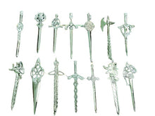 Load image into Gallery viewer, Scottish Kit Pins Various Design Chrome Finish 4&quot; Highland Celtic Pin
