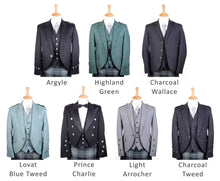 Load image into Gallery viewer, 9 Pcs | Scottish Argyle Or Prince Charlie Kilt Jacket,Vest &amp; Kilt, Sporran outfit set Top quality
