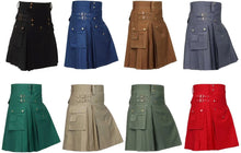 Load image into Gallery viewer, Men Scottish Fashionable Utility Kilt For Men&#39;s 100% Cotton Cargo Pockets Kilt
