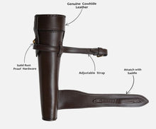Load image into Gallery viewer, Fox Hunting Baton Flask Stainless Steel Saddle Hip Flask with Leather Case