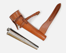 Load image into Gallery viewer, Fox Hunting Baton Flask Stainless Steel Saddle Hip Flask with Leather Case