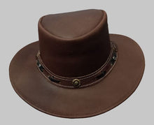 Load image into Gallery viewer, Genuine Leather Cowboy Western Hat Unisex Cowboy Adult Brown Black hat
