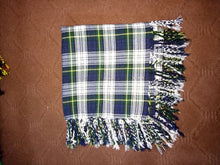 Load image into Gallery viewer, Tartan Scottish Purled Fringe Piper Fly Plaid 48&quot;- 48&quot; Fly Plaid
