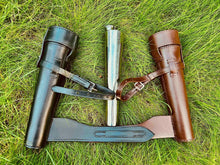 Load image into Gallery viewer, Fox Hunting Baton Flask Stainless Steel Saddle Hip Flask with Leather Case
