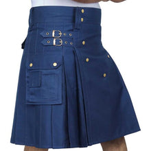 Load image into Gallery viewer, Men Scottish Fashionable Utility Kilt For Men&#39;s 100% Cotton Cargo Pockets Kilt
