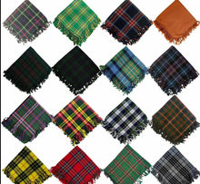 Load image into Gallery viewer, Tartan Scottish Purled Fringe Piper Fly Plaid 48&quot;- 48&quot; Fly Plaid
