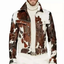 Load image into Gallery viewer, Men's Western Cowhide Leather Jacket Real Hair-On Pony Skin Stylish Trucker Coat