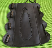 Load image into Gallery viewer, Archery Bone Buttons arm guard leather 100% Real Bone Buttons ARCHERS ARM BRACER
