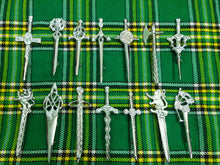 Load image into Gallery viewer, Scottish Kit Pins Various Design Chrome Finish 4&quot; Highland Celtic Pin
