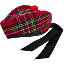 Load image into Gallery viewer, SCOTTISH PIPER HAT 100% PURE WOOL BLACK GLENGARRY DOUBLE DICED HAT
