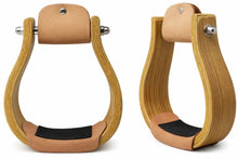 Load image into Gallery viewer, Handmade Horse Riding Wooden Stirrups Leather Covered Saddle Stirrups USA Stock