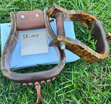 Load image into Gallery viewer, Handmade Horse Riding Wooden Stirrups Leather Covered Saddle Stirrups USA Stock
