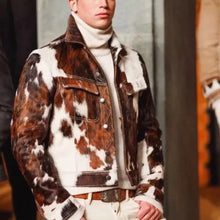 Load image into Gallery viewer, Men's Western Cowhide Leather Jacket Real Hair-On Pony Skin Stylish Trucker Coat