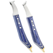 Load image into Gallery viewer, Farrier Hoof Knife Set Loop Knife Brass End Wood Handle Horse Goat Cow Right Hand Left Handed 10.5" inch long