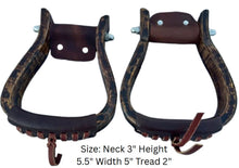 Load image into Gallery viewer, Handmade Horse Riding Wooden Stirrups Leather Covered Saddle Stirrups USA Stock
