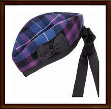 Load image into Gallery viewer, SCOTTISH PIPER HAT 100% PURE WOOL BLACK GLENGARRY DOUBLE DICED HAT
