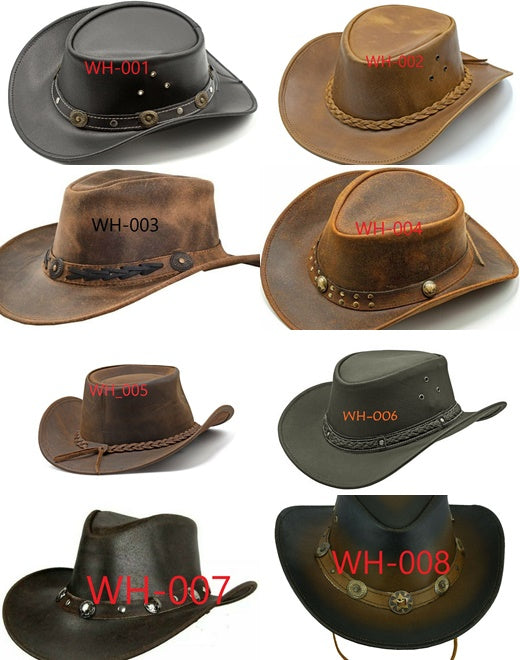Genuine Leather Cowboy Western Hat Unisex Cowboy Adult Brown Black hat ...