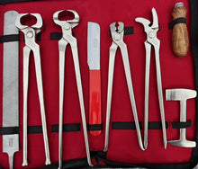 Load image into Gallery viewer, Farrier Horse Hoof Kit Nippers Nail Puller Clincher Buffer and Puller Trimming
