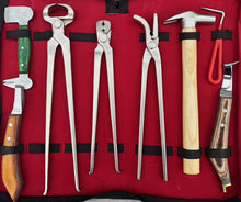 Load image into Gallery viewer, Farrier Tools kit Driving Hammer Hoof Knife Set Buffer 12&quot; Nipper Clincher
