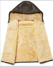 Load image into Gallery viewer, Hooded Shearling Wool Fur Sheepskin Natural Genuine Leather Vest Men Thick Sleeve
