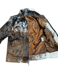 Load image into Gallery viewer, Genuine Cowhide Leather Coat for Women | Natural Hair-On Cow Skin Fashion Jacket