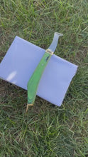 Load and play video in Gallery viewer, Farrier Hoof Knife Green Handle with Brass Horseshoeing Topper Right Handed
