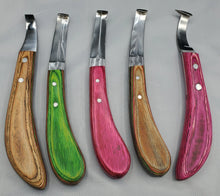 Load image into Gallery viewer, Loop Horse Knife Double Ended Razor Edged J2 Stainless Steel and Sheet Handle