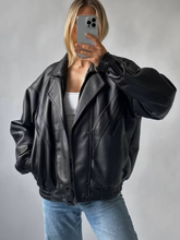 Load image into Gallery viewer, 90&#39;s Vintage Oversize Jacket, women&#39;s Vintage Real Leather Straight, ladies
