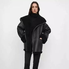 Load image into Gallery viewer, Women B3 RAF Aviator Real Shearling Black Sheepskin Leather Flight Bomber Jacket