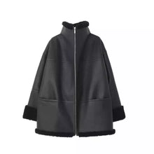 Load image into Gallery viewer, Women B3 RAF Aviator Real Shearling Black Sheepskin Leather Flight Bomber Jacket