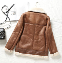 Load image into Gallery viewer, Women's Aviator Real Leather Jacket Coat Bomber B3 Sheep Skin Fur Leather Jacket