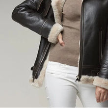 Load image into Gallery viewer, B3 Bomber Aviator Women Shearling Coat Sheepskin Real Leather Jacket for Women