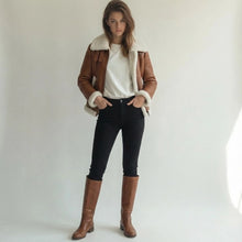 Load image into Gallery viewer, Women Shearling Leather Jacket - B3 Bomber Aviator Coat - Brown Sheepskin Jacket