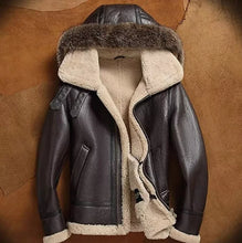 Load image into Gallery viewer, Women B3 RAF Aviator Real Shearling Black Sheepskin Leather Flight Bomber Jacket
