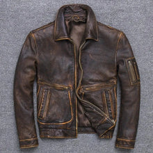 Load image into Gallery viewer, Men American Pilot Air Force Vintage Brown Maroon Black Real Leather Jacket
