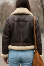 Load image into Gallery viewer, Women’s Shearling Aviator B3 Bomber Jacket Real Sheepskin Leather Flying Fur